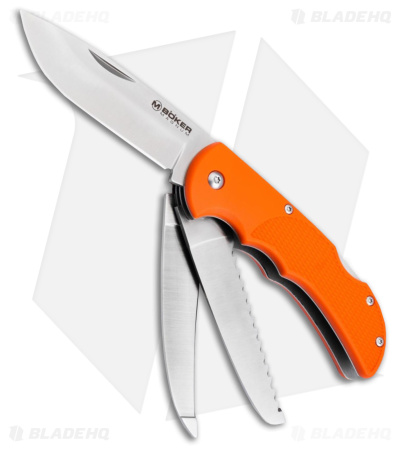 Boker Plus HL Triple Pocket Knife Orange Polymer (3.26" Satin) 01BP0058