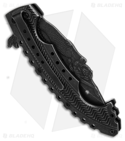 Boker Magnum Tactical Mermaid Liner Lock Knife Black  (3.75" Black SW)