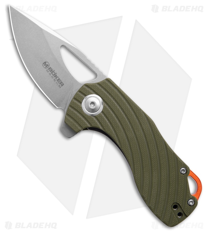 Boker Magnum Tadpole Flipper Knife Green G-10 + Thumb Hole
