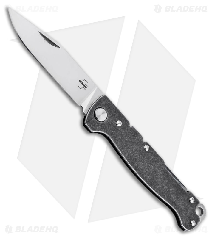 Boker Plus Atlas Backlock Knife Clip Point Black Steel (2.6" Polish) 01BO866