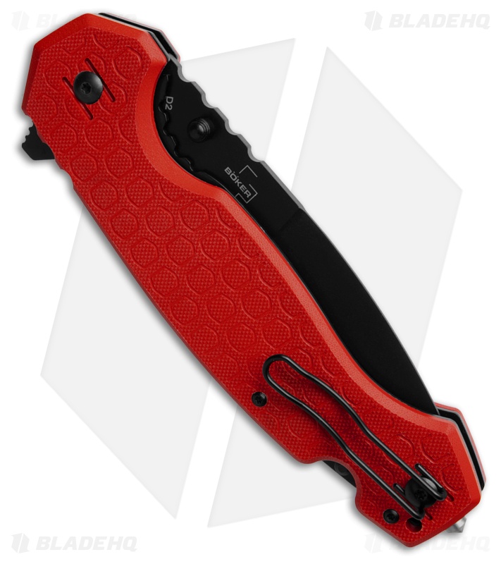 Boker Plus Donges Professional Fire Liner Lock Knife Red Aluminum (4.5" Black)