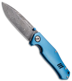 Boker 1969 Z28-Damast Liner Lock Knife Blue Aluminum (3.15" Damascus)