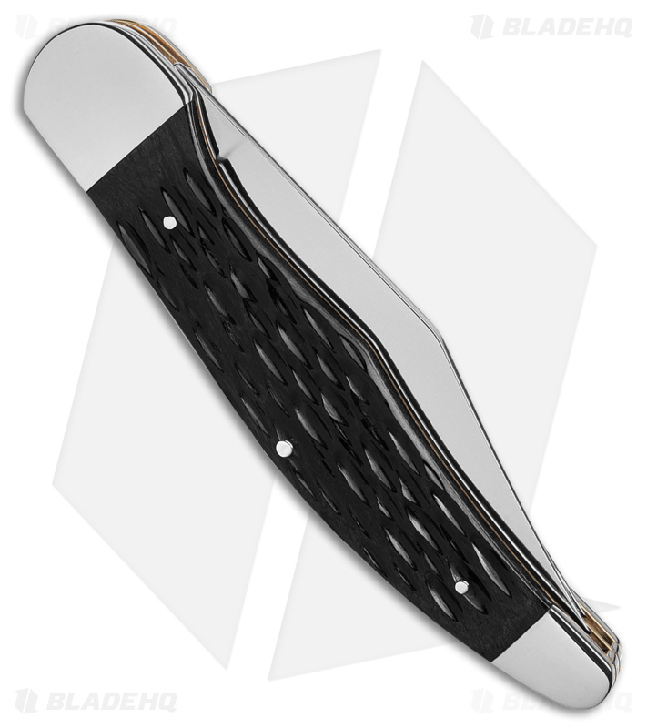 Boker Folding Hunter Pocket Knife 5.25" Jigged Black Bone w/ Pouch 110837