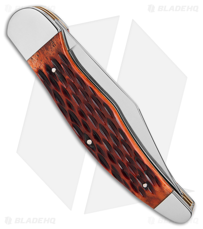 Boker Folding Hunter Pocket Knife 5.25" Jigged Brown Bone w/ Pouch 110836