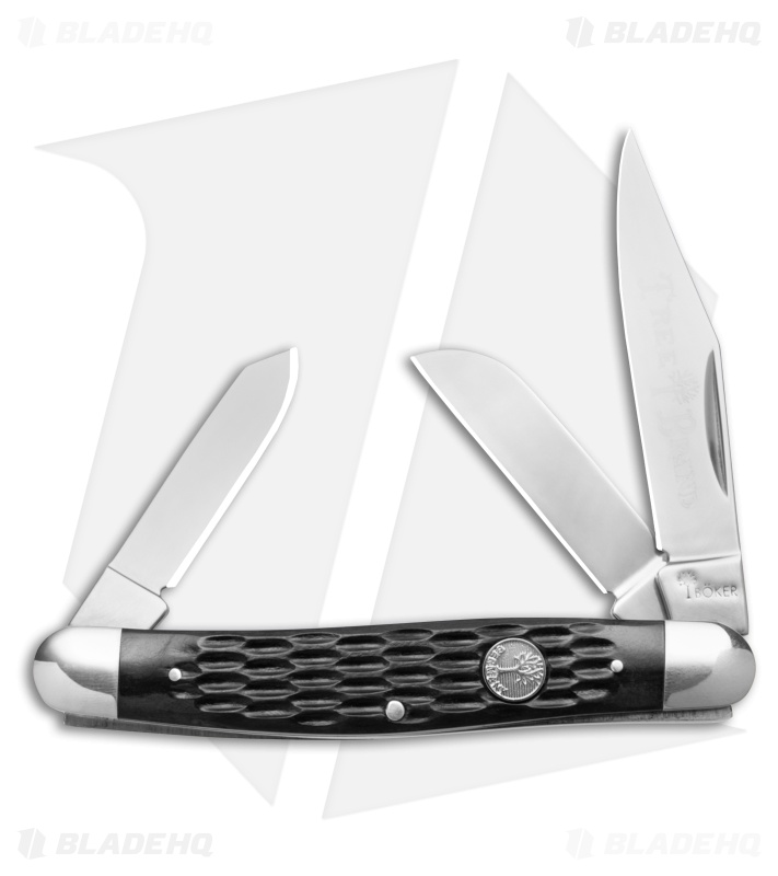 Boker Large Stockman Traditional Pocket Knife Jigged Black Bone 110856