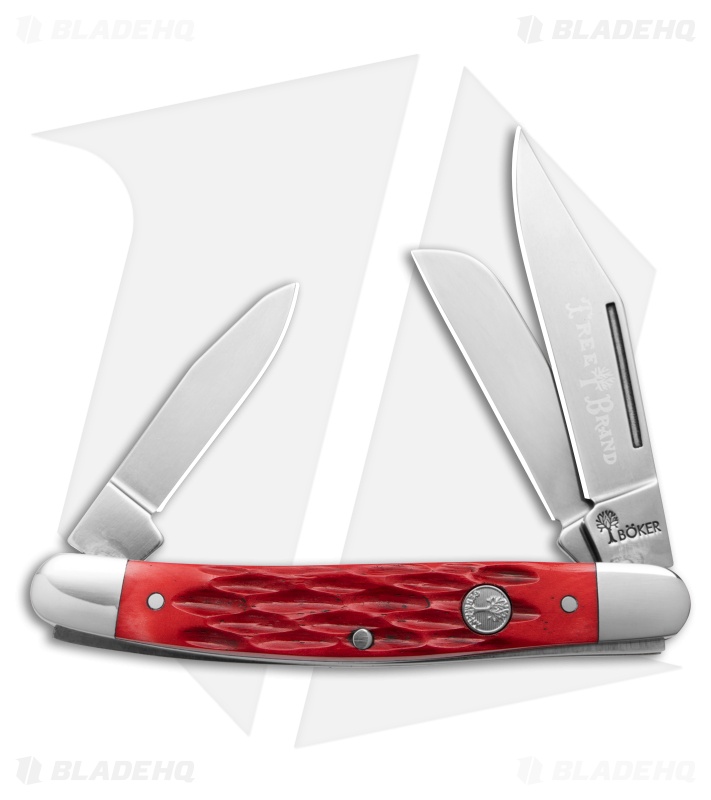 Boker Medium Stockman Traditional Pocket Knife Jigged Red Bone (2.25" Satin)