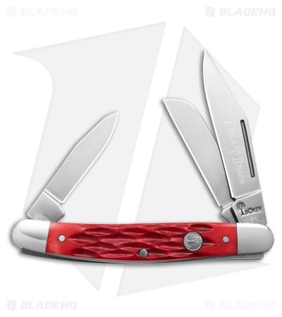 Boker Medium Stockman Traditional Pocket Knife Jigged Red Bone (2.25" Satin)
