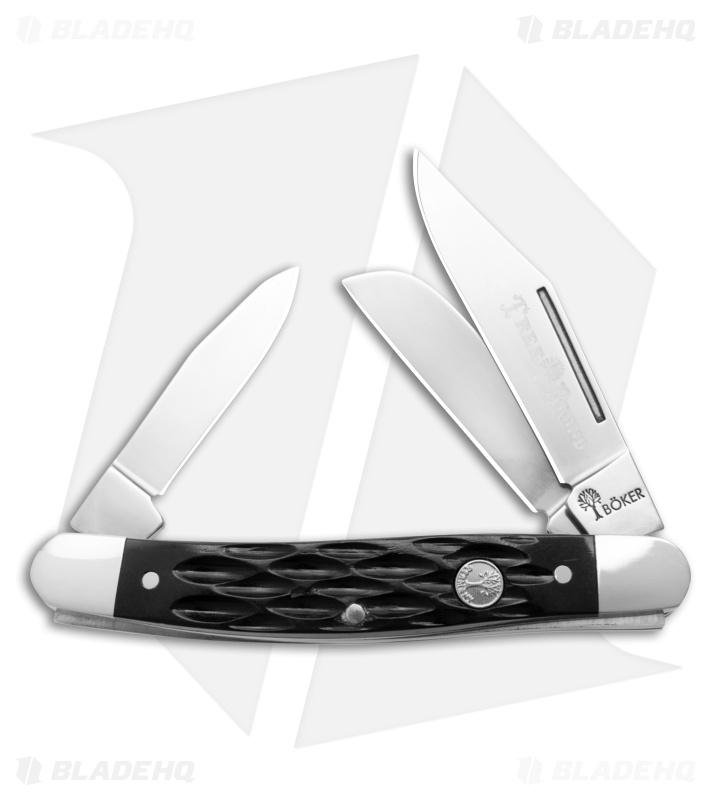 Boker Medium Stockman Traditional Pocket Knife Jigged Black Bone (2.25" Satin)