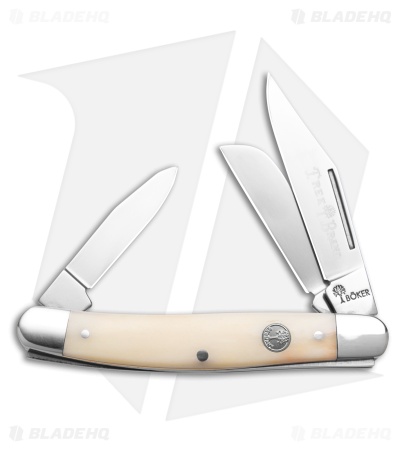 Boker Medium Stockman Traditional Pocket Knife Smooth White Bone (2.25" Satin)