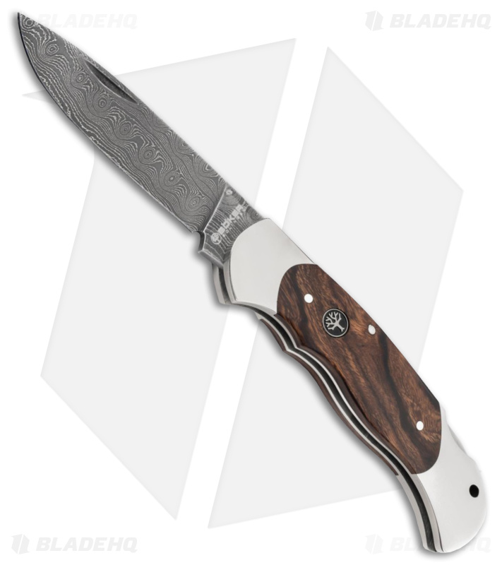 Boker Optima Damast Hunter Lockback Knife Ironwood (3.67" Damascus) 110067DAM