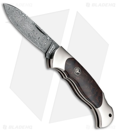 Boker Scout Spear Point Lockback Knife Curly Birch Wood (3.1" Damascus)