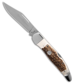 Boker TS 2.0 Folding Hunter Lockback Knife Brown/White Horn (3.6" Satin)