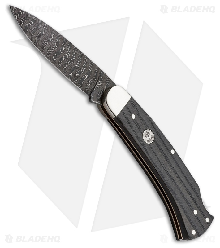 Boker Fellow Damascus Lockback Pocket Knife 4" Bog Oak Wood (111045DAM)