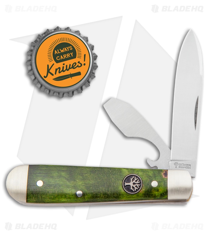 Boker Swell-End Jack Traditional Pocket Knife Green Curly Birch (2.6" Satin)