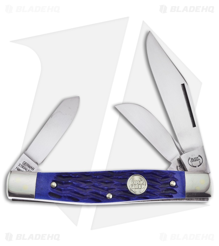 Buck Creek Big Diamond Pocket Knife 4.25" Blue Pick Bone 