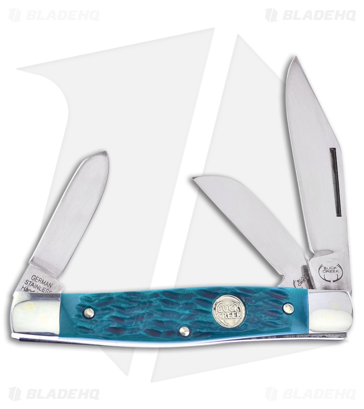 Buck Creek Big Diamond Pocket Knife 4.25" Green Pick Bone 