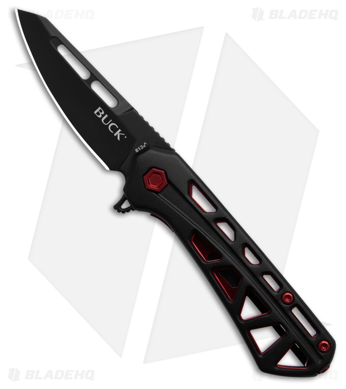 Buck Knives 813 Mini Trace OPS Knife Black/Red Aluminum (2.4" Black)