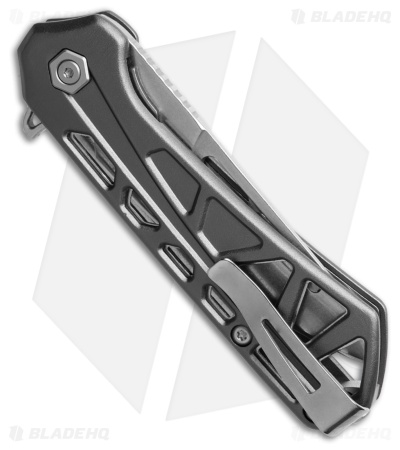 Buck Knives 813 Mini Trace OPS Reverse Tanto Knife Gray Aluminum (2.4" SW)