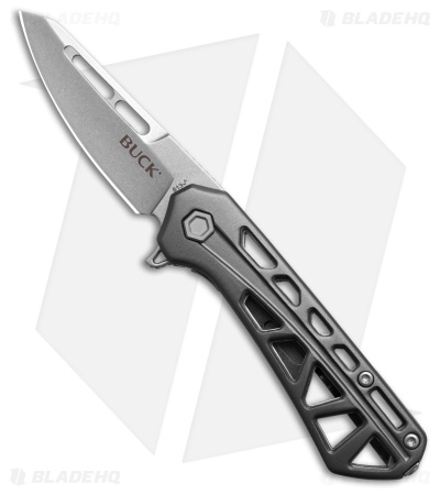 Buck Knives 813 Mini Trace OPS Reverse Tanto Knife Gray Aluminum (2.4" SW)