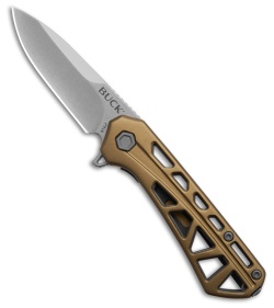 Buck Knives 814 Mini Trace Drop Point Knife Bronze Aluminum (2.4" Stonewash)
