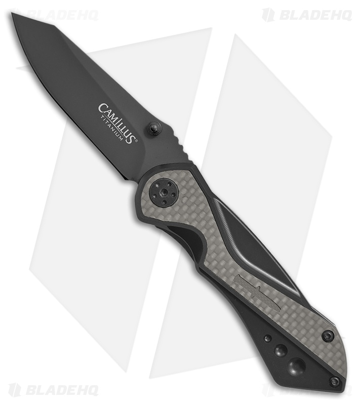 Camillus Machine Spring Assisted Knife Black Aluminum/CF (2.75" Black)
