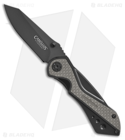 Camillus Machine Spring Assisted Knife Black Aluminum/CF (2.75" Black)