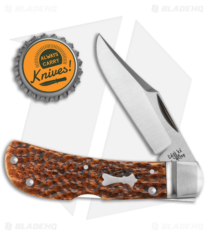 Case Bose Locking Lanny's Clip Knife Brown Bone Standard Jig (3" Satin) 08838