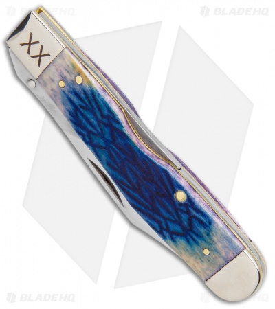 Burnt Cheetah® Lockback Knife 4.375" Purple Tribal Jig Bone (6111 1/2L SS)