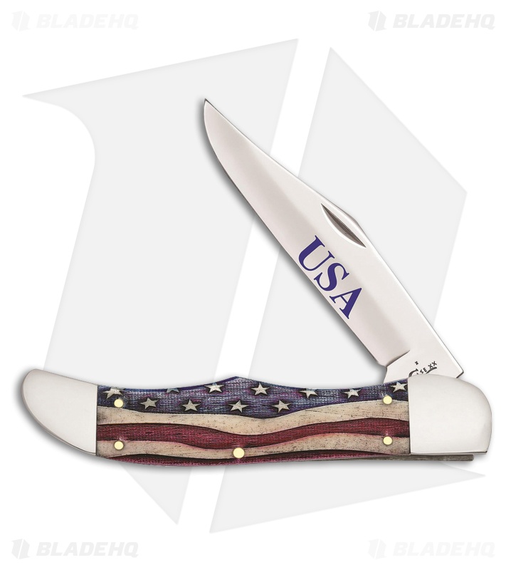 Case Cutlery Folding Hunter Traditional Knife 5.25" Red/White/Blue