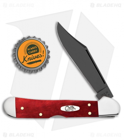 Case Cutlery Mini CopperLock® Knife 3.625" Old Red Bone (Black PVD 61749L SS) 