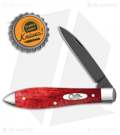 Case Cutlery Teardrop Pocket Knife 3.625" Old Red Bone (Black PVD TB61028 SS)