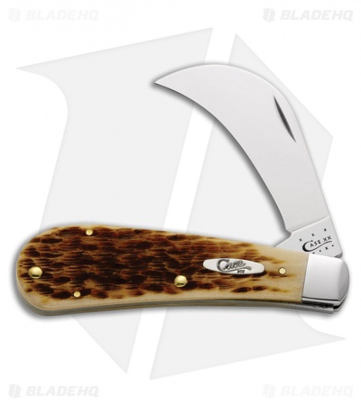 Case Hawkbill Pruner Knife 4" Jigged Amber Bone (61011 SS) 249