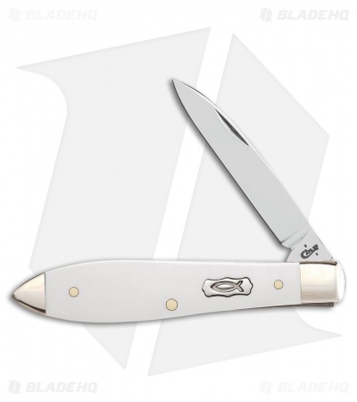 Case Ichthus Teardrop Traditional Knife 3.625" White Polymer (TB41028 SS) 17268 