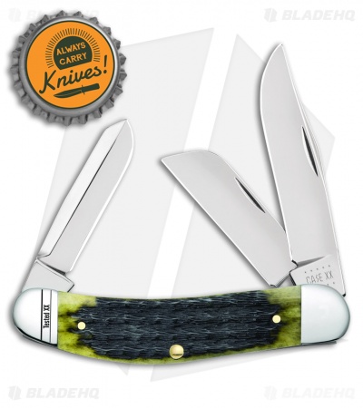 Case Knives Sowbelly Pocket Knife 3.875" Olive Green Russell Bone (TB6339 SS)