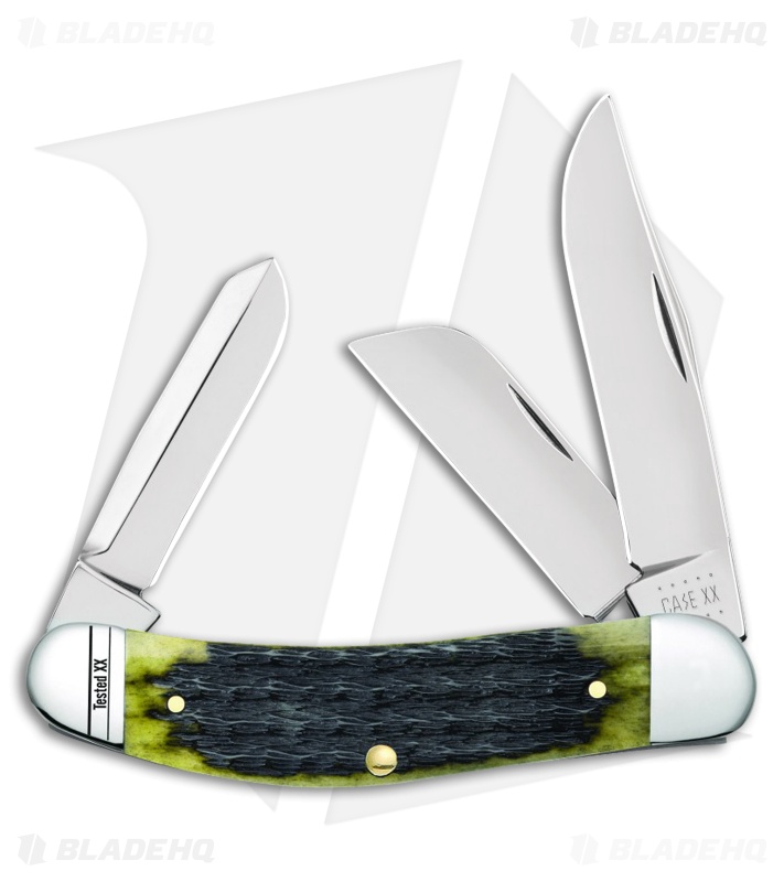 Case Knives Sowbelly Pocket Knife 3.875" Olive Green Russell Bone (TB6339 SS)