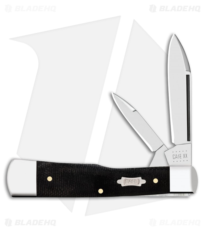 Case Large Gunstock Knife 3.0" Double Black Canvas Laminate (102130 SS) 23143