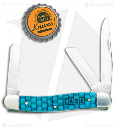Case Medium Stockman 3.625" Basket Weave Turquoise Bone (6318 CV)