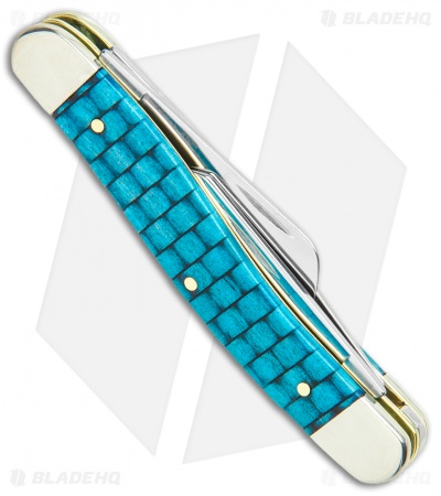 Case Medium Stockman 3.625" Basket Weave Turquoise Bone (6318 CV)
