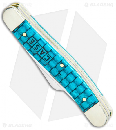Case Medium Stockman 3.625" Basket Weave Turquoise Bone (6318 CV)
