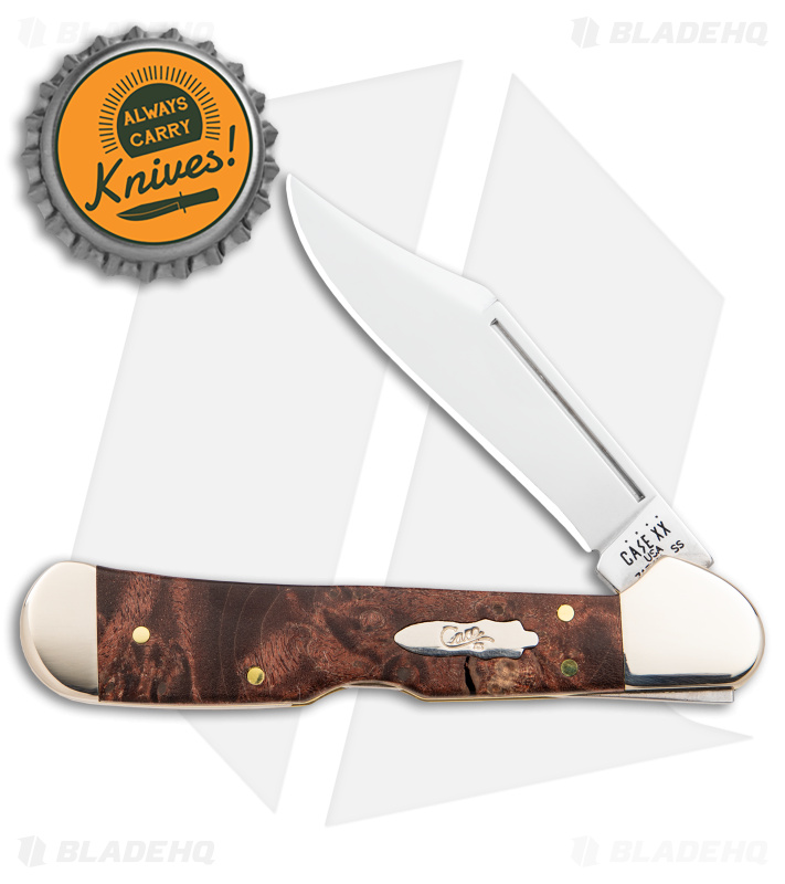 Case Knives Mini CopperLock Knife Maple Burl Wood Polish