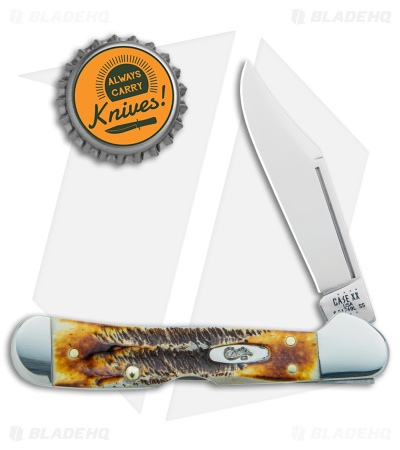 Case Knives Mini CopperLock Knife 3.6" Amber 6.5 BoneStag (6.51749L SS) 65327