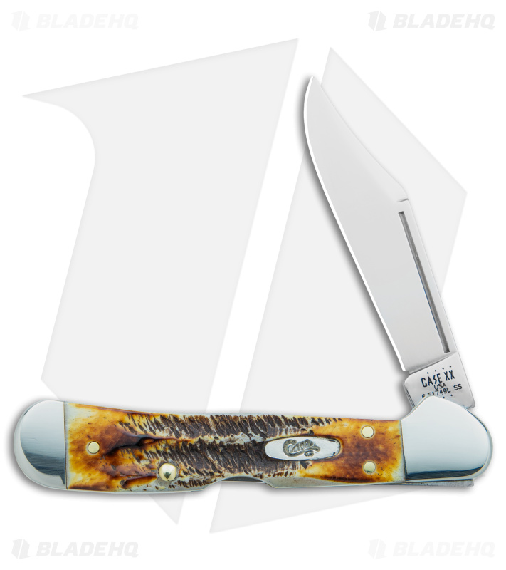 Case Knives Mini CopperLock Knife 3.6" Amber 6.5 BoneStag (6.51749L SS) 65327