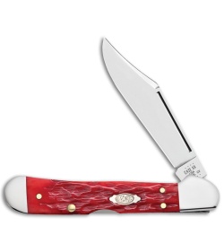 Case Mini Copperlock Knife 3.625" Peach Seed Jigged Dark Red Bone (61749L CV)