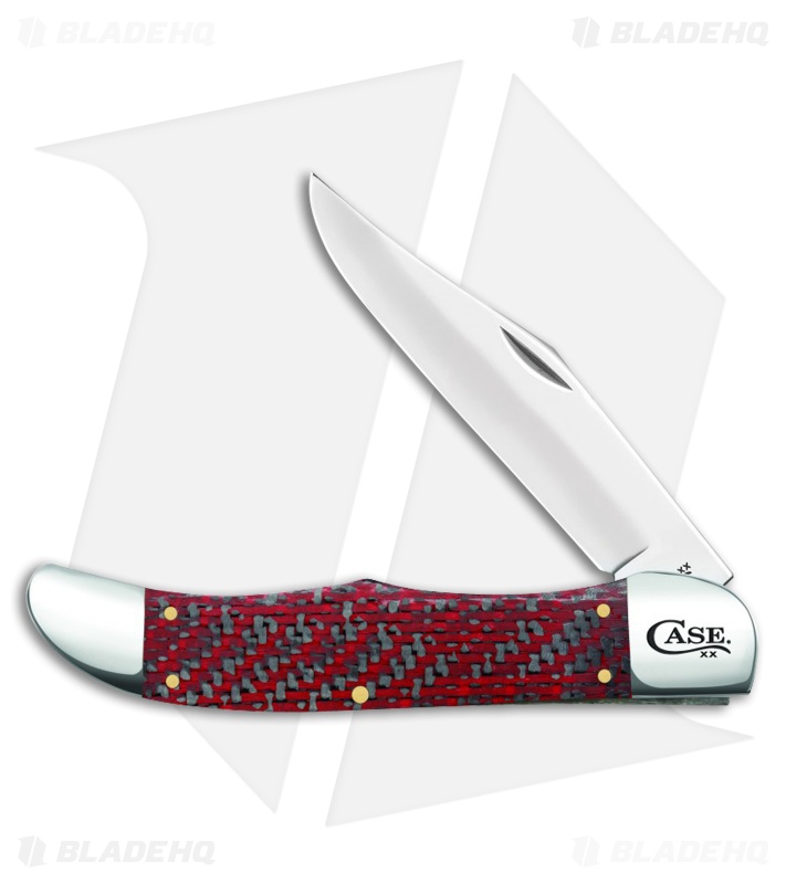 Red & Black Carbon Fiber/G-10 Weave Smooth Large Folding Hunter (10165 CV)