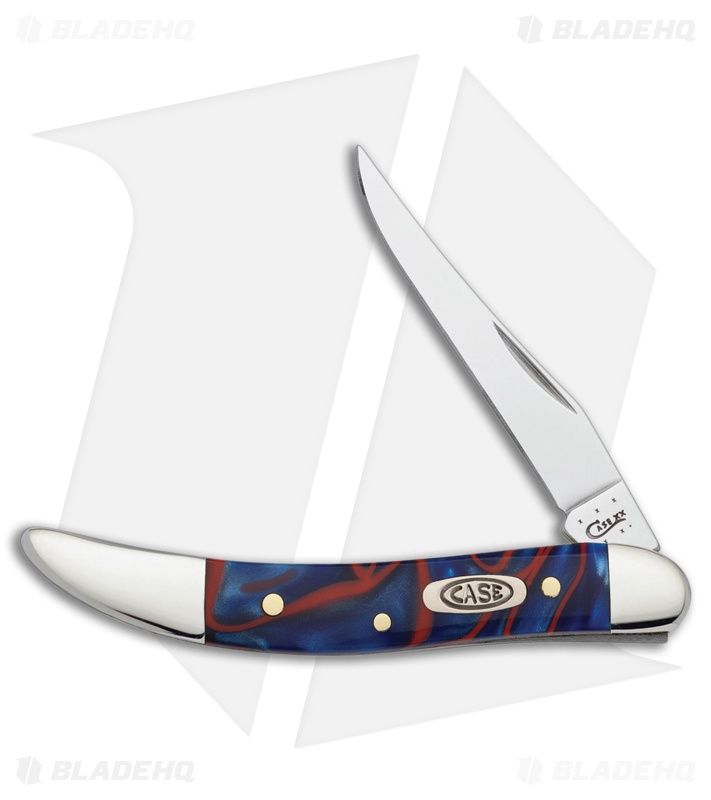 Case Small Texas Toothpick 3.00" Blue and Red Kirinite (1010096 SS) 11202