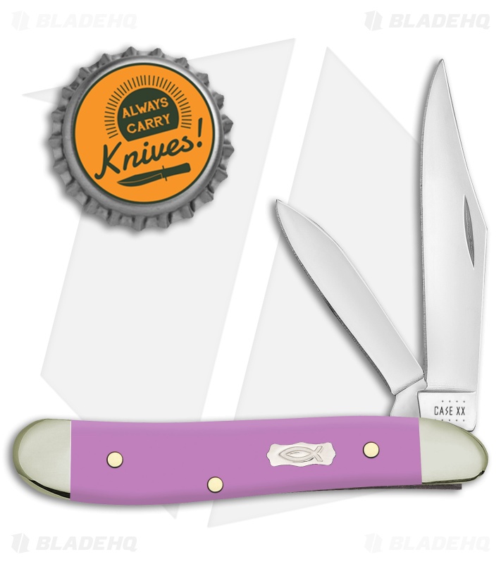 Case Teardrop Pocket Knife Lilac Ichthus Synthetic (TB41028 SS