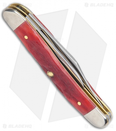 Case Texas Jack Knife 3.375" Peach Seed Jigged Dark Red Bone (62087 CV) 31955