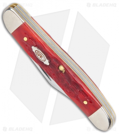 Case Texas Jack Knife 3.375" Peach Seed Jigged Dark Red Bone (62087 CV) 31955