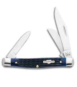 Case Medium Stockman Knife 3.25" Deep-Sea Blue Jigged Bone (6344 SS) 02806