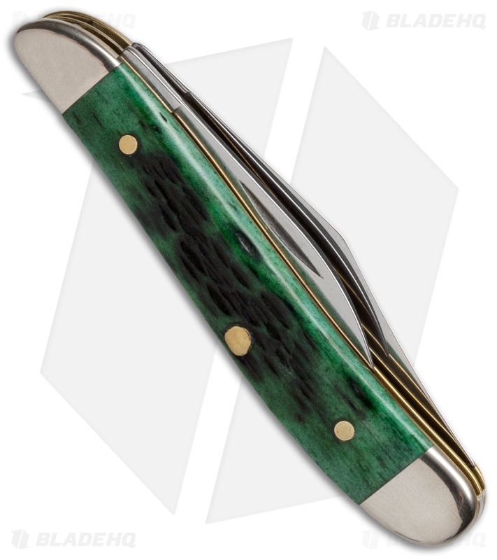 Case Pocket Worn Peanut Knife 2.875" Bermuda Green Bone (6220 SS) 09726